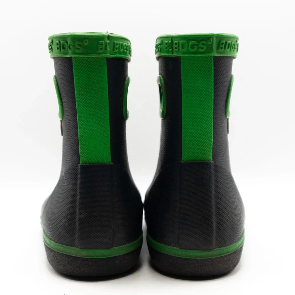 Bogs Kids Rain Boots Infant Size 7 Black Green Waterproof Pull On Boots